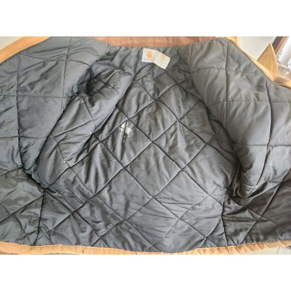 VTG Carhartt Sun FADED THRASHED 90s JQ196 Quilted Firm Duck Arctic Jacket 44 T - Picture 4 of 13
